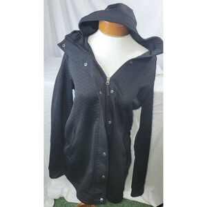 The North Face Womens Medium Black Diamond Quilt Pattern Hooded Snap Zip Jacket